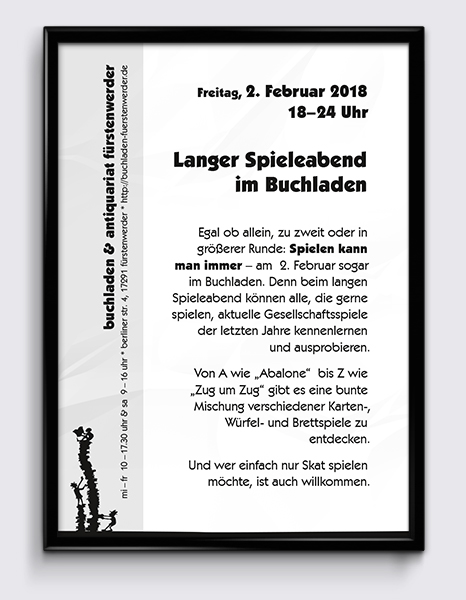 Veranstaltungsplakat: Langer Spieleabend