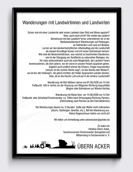 Veranstaltungsplakat: Wanderungen mit Landwirtinnen und Landwirten